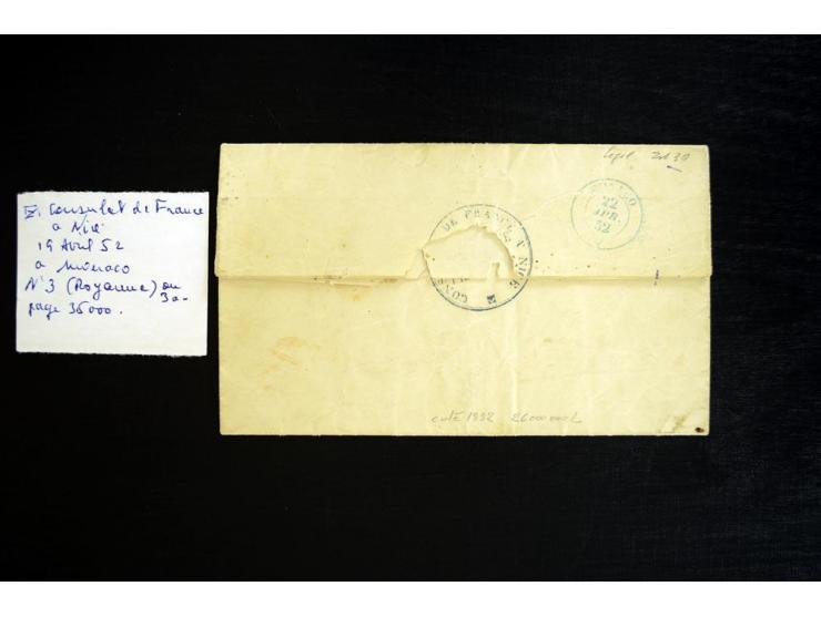 1851/75 (ca.), kleine Bartie Briefe und ein Briefstück, meist Frankreich (dabei Brief mit Nr. 1 und 5)