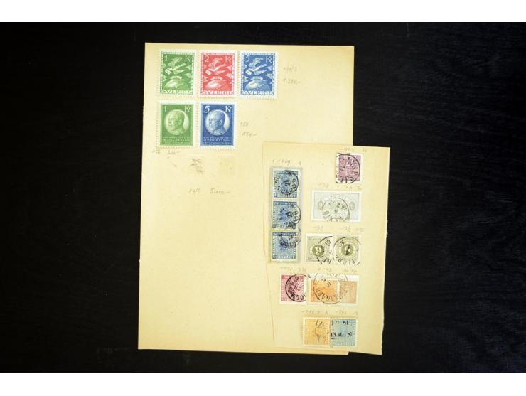 1855/1925, sehr interessante Partie auf alten Auswahlblättern, dabei Schweden Mi.-Nr. 4, 106(3) 157(3), 158, 173(3) gestempel
