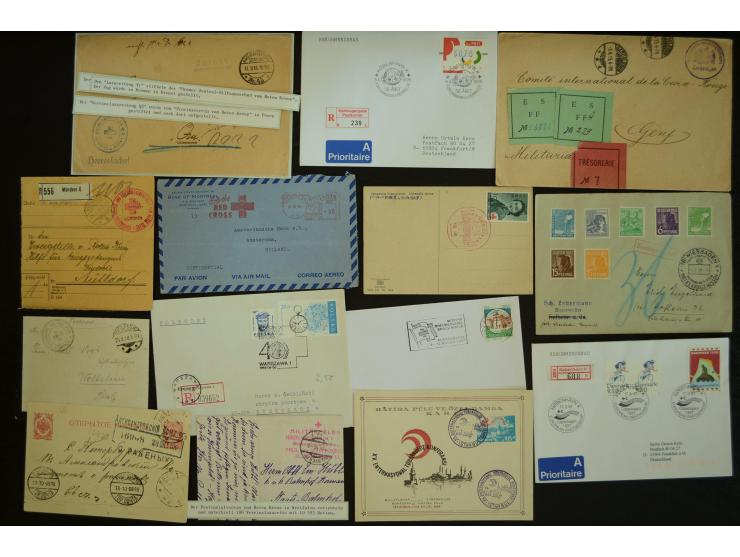  ROTES KREUZ: 1872/1990, umfangreicher Bestand mit einigen hundert Briefen, dabei viel Feldpost- und KGF-Belege, Sonder- und 