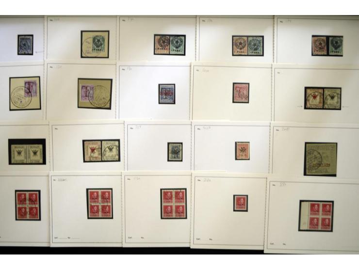 1913/38, postfrischer, ungebrauchter und gestempelter Bestand mit u.a. Mi.-Nr. 1 (2), 2A (6), Adler-Aufdrucke meist mehrfach,
