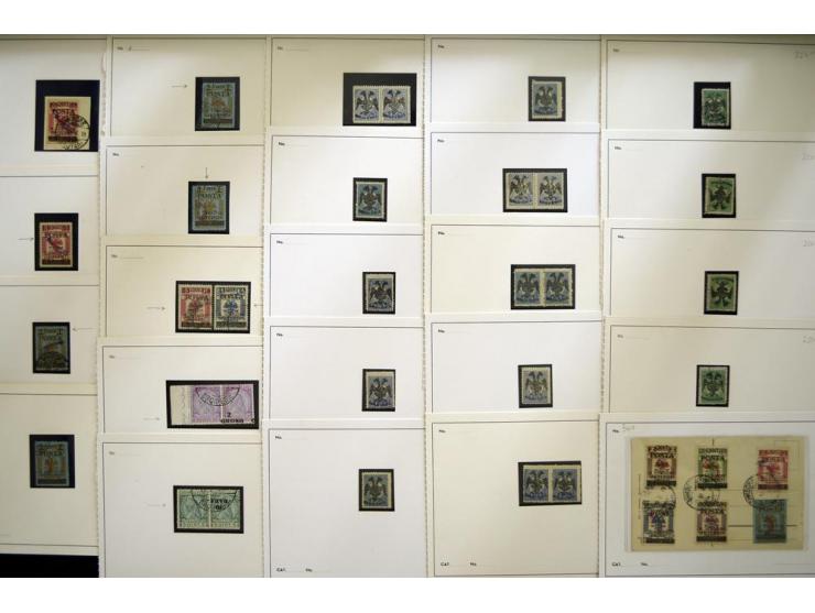 1913/38, postfrischer, ungebrauchter und gestempelter Bestand mit u.a. Mi.-Nr. 1 (2), 2A (6), Adler-Aufdrucke meist mehrfach,