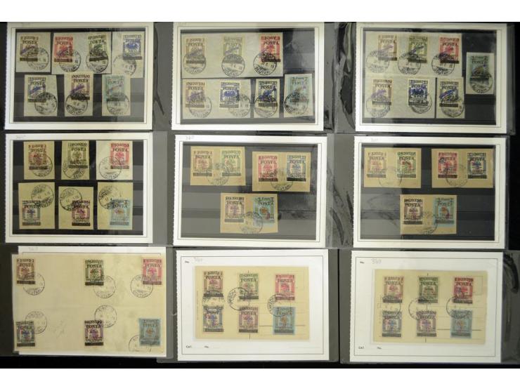 1913/38, postfrischer, ungebrauchter und gestempelter Bestand mit u.a. Mi.-Nr. 1 (2), 2A (6), Adler-Aufdrucke meist mehrfach,