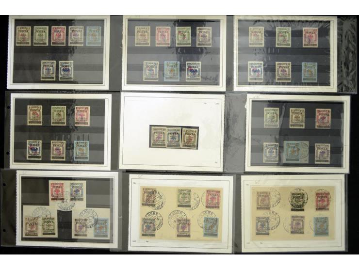 1913/38, postfrischer, ungebrauchter und gestempelter Bestand mit u.a. Mi.-Nr. 1 (2), 2A (6), Adler-Aufdrucke meist mehrfach,