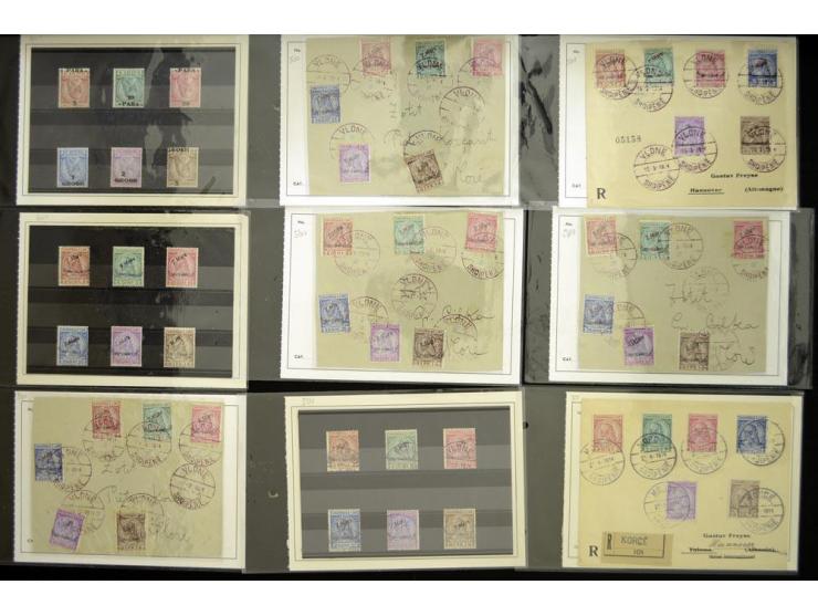 1913/38, postfrischer, ungebrauchter und gestempelter Bestand mit u.a. Mi.-Nr. 1 (2), 2A (6), Adler-Aufdrucke meist mehrfach,