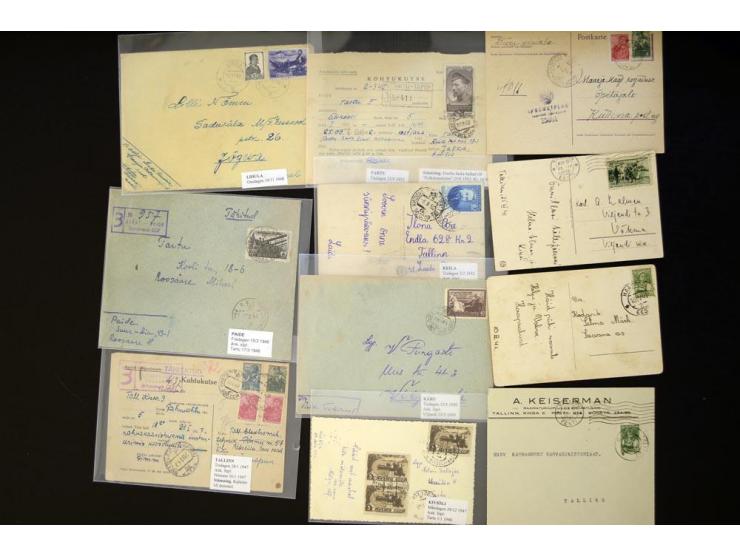 ERSTE SOWJETISCHE BESETZUNG 1940/41 sowie ESTNISCHE SSR: je über 40 Briefe und Karten, dabei verschiedene Frankaturen, R-Brie