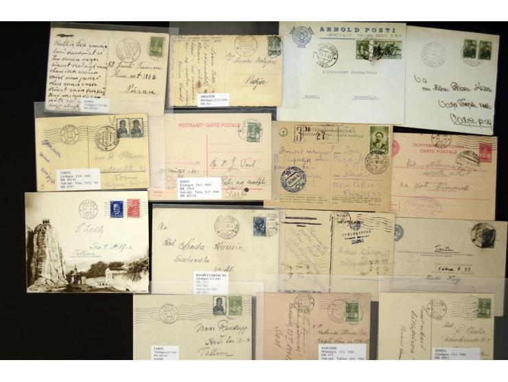 ERSTE SOWJETISCHE BESETZUNG 1940/41 sowie ESTNISCHE SSR: je über 40 Briefe und Karten, dabei verschiedene Frankaturen, R-Brie