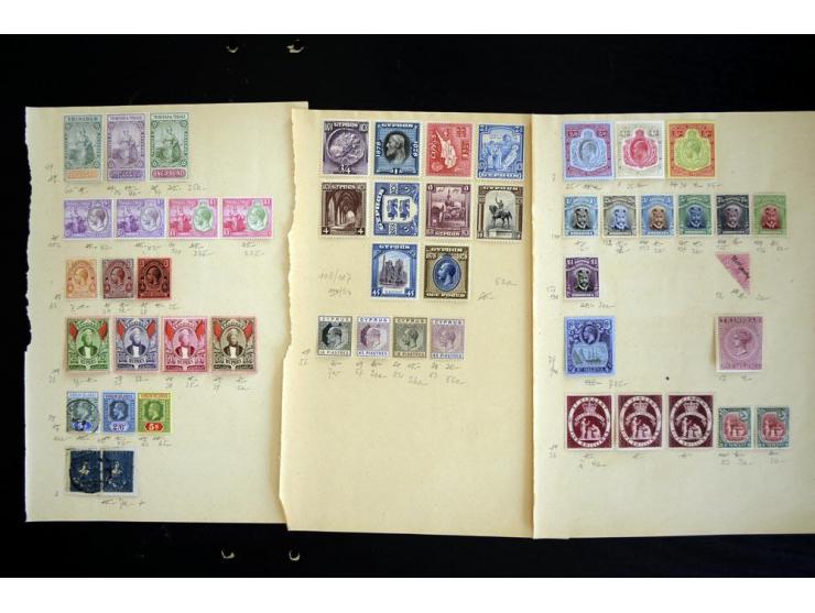 1850/1915(ca.), sehr interessante und umfangreiche Partie auf alten Auswahlblättern, dabei ein starker Teil Malta dabei Mi.-N