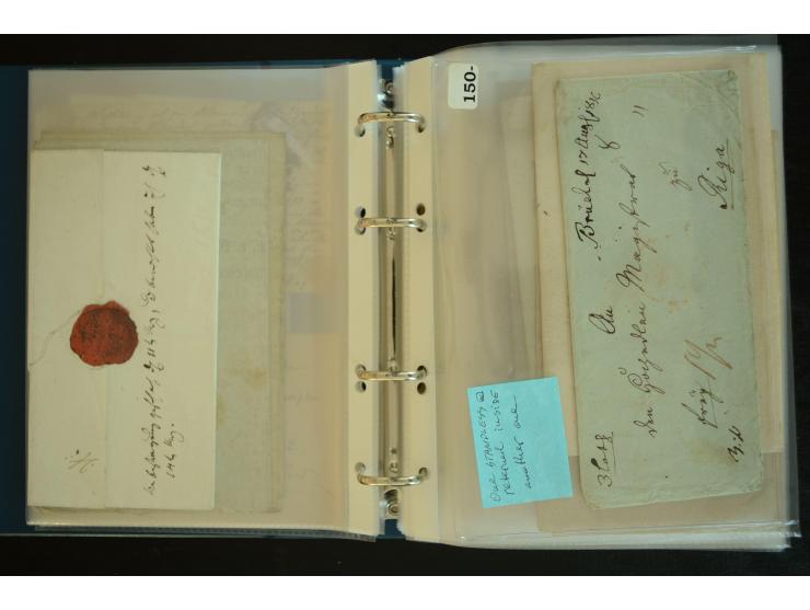 1728/1919(ca.), RIGA, umfangreiche nd hochinteressante Sammlung mit über 250 Briefe sowie Karten und Ganzsachen, dabei ein gu