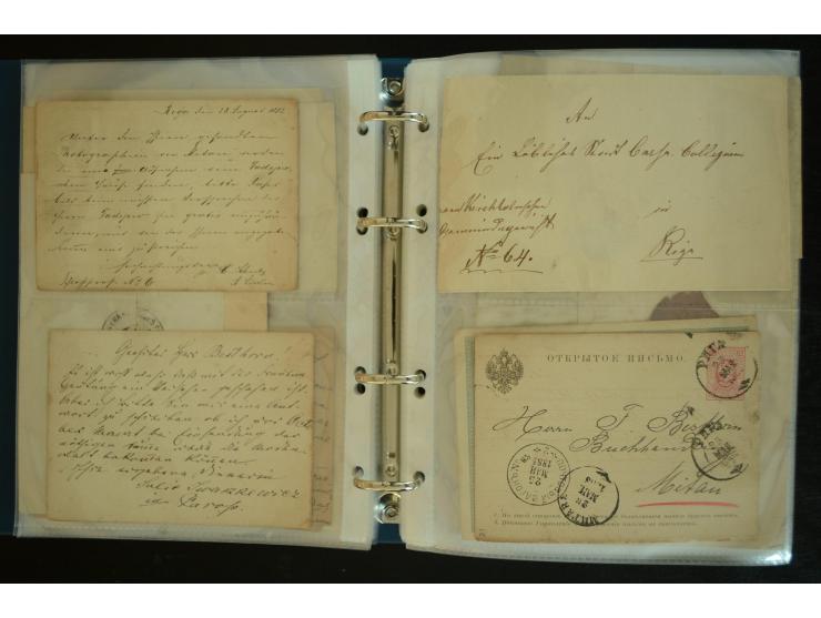 1728/1919(ca.), RIGA, umfangreiche nd hochinteressante Sammlung mit über 250 Briefe sowie Karten und Ganzsachen, dabei ein gu