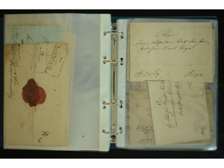 1728/1919(ca.), RIGA, umfangreiche nd hochinteressante Sammlung mit über 250 Briefe sowie Karten und Ganzsachen, dabei ein gu