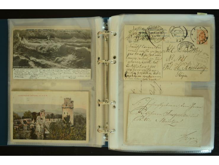 1728/1919(ca.), RIGA, umfangreiche nd hochinteressante Sammlung mit über 250 Briefe sowie Karten und Ganzsachen, dabei ein gu