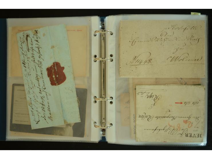 1728/1919(ca.), RIGA, umfangreiche nd hochinteressante Sammlung mit über 250 Briefe sowie Karten und Ganzsachen, dabei ein gu
