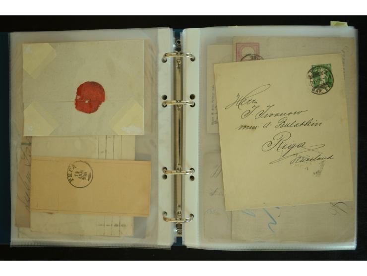1728/1919(ca.), RIGA, umfangreiche nd hochinteressante Sammlung mit über 250 Briefe sowie Karten und Ganzsachen, dabei ein gu