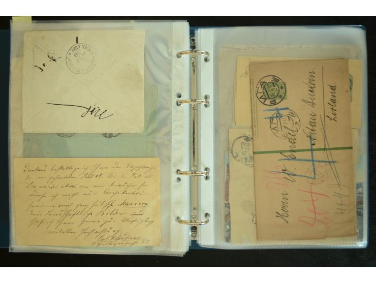 1728/1919(ca.), RIGA, umfangreiche nd hochinteressante Sammlung mit über 250 Briefe sowie Karten und Ganzsachen, dabei ein gu