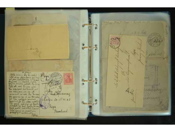 1728/1919(ca.), RIGA, umfangreiche nd hochinteressante Sammlung mit über 250 Briefe sowie Karten und Ganzsachen, dabei ein gu