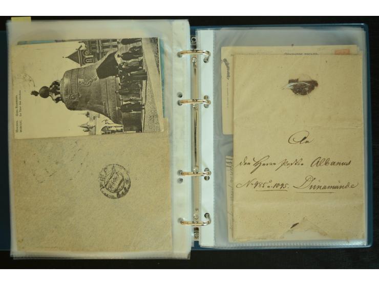 1728/1919(ca.), RIGA, umfangreiche nd hochinteressante Sammlung mit über 250 Briefe sowie Karten und Ganzsachen, dabei ein gu