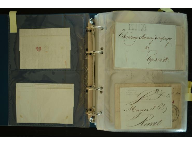 1728/1919(ca.), RIGA, umfangreiche nd hochinteressante Sammlung mit über 250 Briefe sowie Karten und Ganzsachen, dabei ein gu