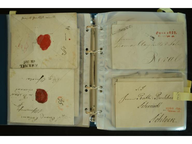 1728/1919(ca.), RIGA, umfangreiche nd hochinteressante Sammlung mit über 250 Briefe sowie Karten und Ganzsachen, dabei ein gu