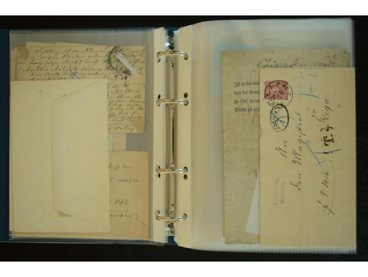 1728/1919(ca.), RIGA, umfangreiche nd hochinteressante Sammlung mit über 250 Briefe sowie Karten und Ganzsachen, dabei ein gu