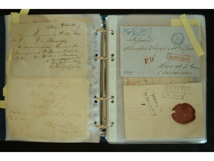 1728/1919(ca.), RIGA, umfangreiche nd hochinteressante Sammlung mit über 250 Briefe sowie Karten und Ganzsachen, dabei ein gu