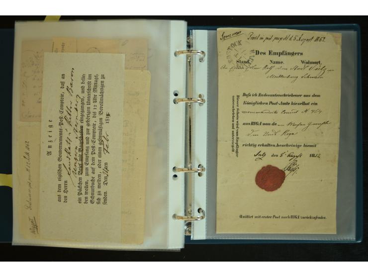 1728/1919(ca.), RIGA, umfangreiche nd hochinteressante Sammlung mit über 250 Briefe sowie Karten und Ganzsachen, dabei ein gu