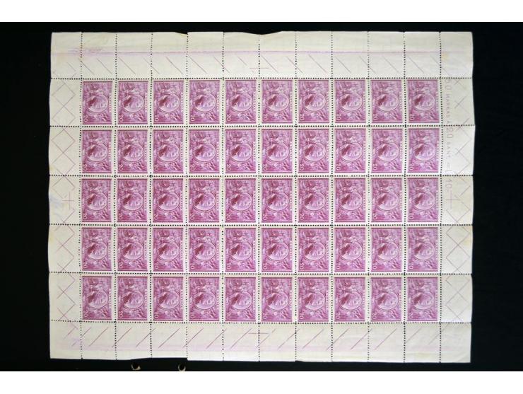 1918/30, interessante Partie Bogen(teile), dabei diverse Bogenteile Mi.-Nr. 2, außerdem dabei Kehrdrucke, 5 K. rot im Doppelb