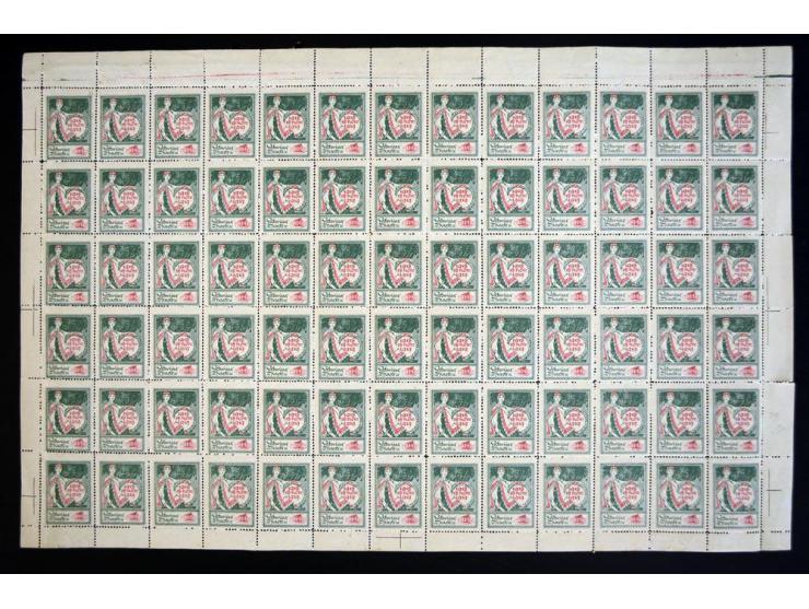 1918/30, interessante Partie Bogen(teile), dabei diverse Bogenteile Mi.-Nr. 2, außerdem dabei Kehrdrucke, 5 K. rot im Doppelb