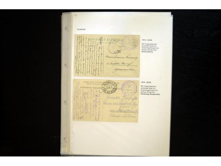 RUSSISCHE FELDPOST: 1914/17, sehr interessante Sammlung von über 50 Karten und Briefen, dabei Feldpost von russischen Einheit