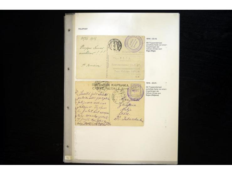 RUSSISCHE FELDPOST: 1914/17, sehr interessante Sammlung von über 50 Karten und Briefen, dabei Feldpost von russischen Einheit
