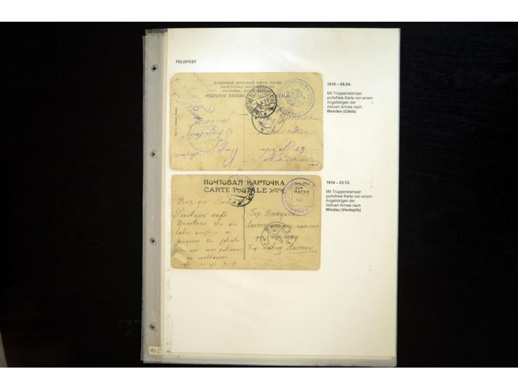 RUSSISCHE FELDPOST: 1914/17, sehr interessante Sammlung von über 50 Karten und Briefen, dabei Feldpost von russischen Einheit