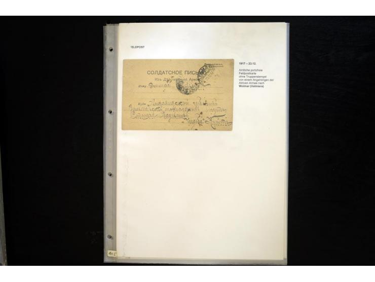 RUSSISCHE FELDPOST: 1914/17, sehr interessante Sammlung von über 50 Karten und Briefen, dabei Feldpost von russischen Einheit
