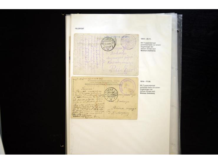RUSSISCHE FELDPOST: 1914/17, sehr interessante Sammlung von über 50 Karten und Briefen, dabei Feldpost von russischen Einheit