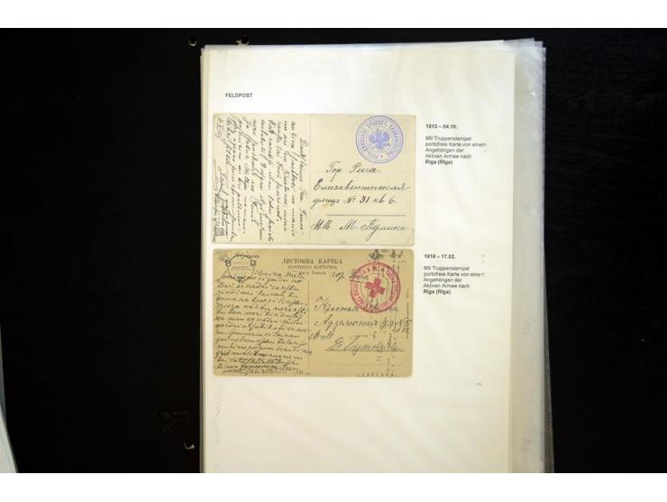 RUSSISCHE FELDPOST: 1914/17, sehr interessante Sammlung von über 50 Karten und Briefen, dabei Feldpost von russischen Einheit
