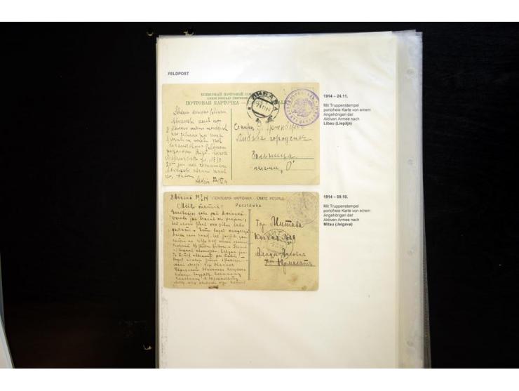 RUSSISCHE FELDPOST: 1914/17, sehr interessante Sammlung von über 50 Karten und Briefen, dabei Feldpost von russischen Einheit
