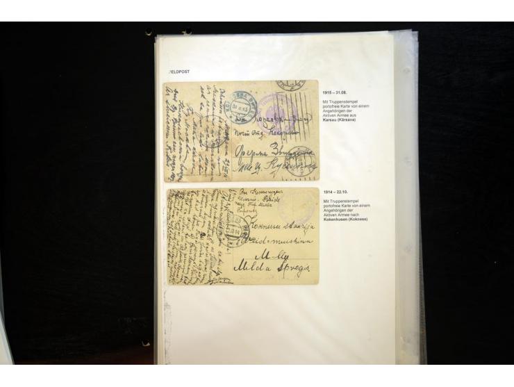 RUSSISCHE FELDPOST: 1914/17, sehr interessante Sammlung von über 50 Karten und Briefen, dabei Feldpost von russischen Einheit