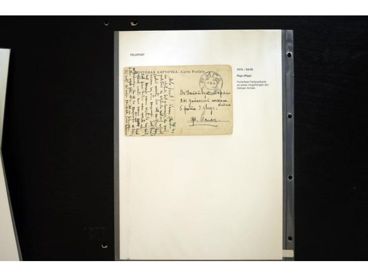 RUSSISCHE FELDPOST: 1914/17, sehr interessante Sammlung von über 50 Karten und Briefen, dabei Feldpost von russischen Einheit