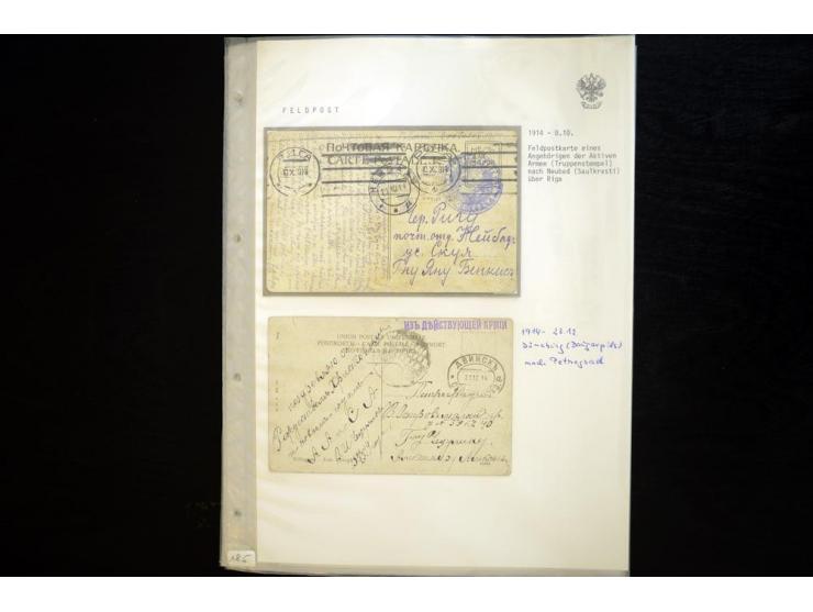 RUSSISCHE FELDPOST: 1914/17, sehr interessante Sammlung von über 50 Karten und Briefen, dabei Feldpost von russischen Einheit