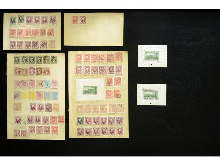 1852/1920, sehr interessante Partie auf alten Auswahlblättern, dabei Mi.-Nr. 1-2 mit 11 Stück, dabei verschiedene Stempel und
