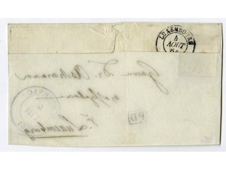 1859/75 (ca.), Stumme Stempel auf Wappenausgaben, 5 Briefe, 4 Vorderseiten und etwa 60 Marken, teils Paare
