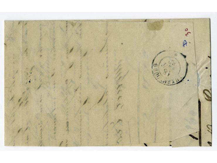 1859/75 (ca.), Stumme Stempel auf Wappenausgaben, 5 Briefe, 4 Vorderseiten und etwa 60 Marken, teils Paare