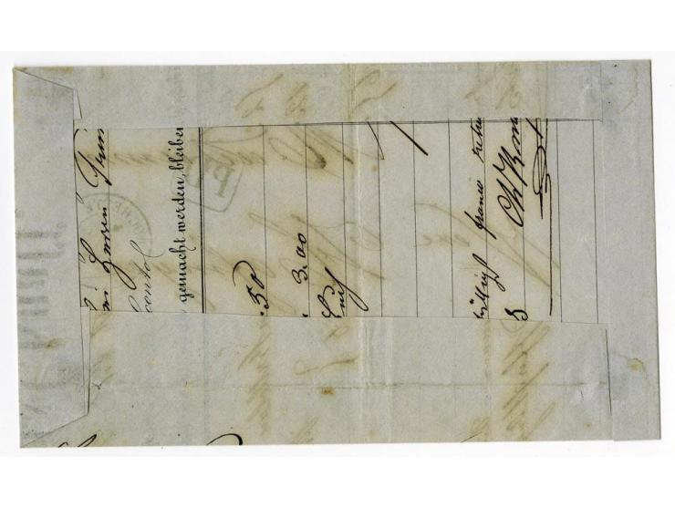 1859/75 (ca.), Stumme Stempel auf Wappenausgaben, 5 Briefe, 4 Vorderseiten und etwa 60 Marken, teils Paare