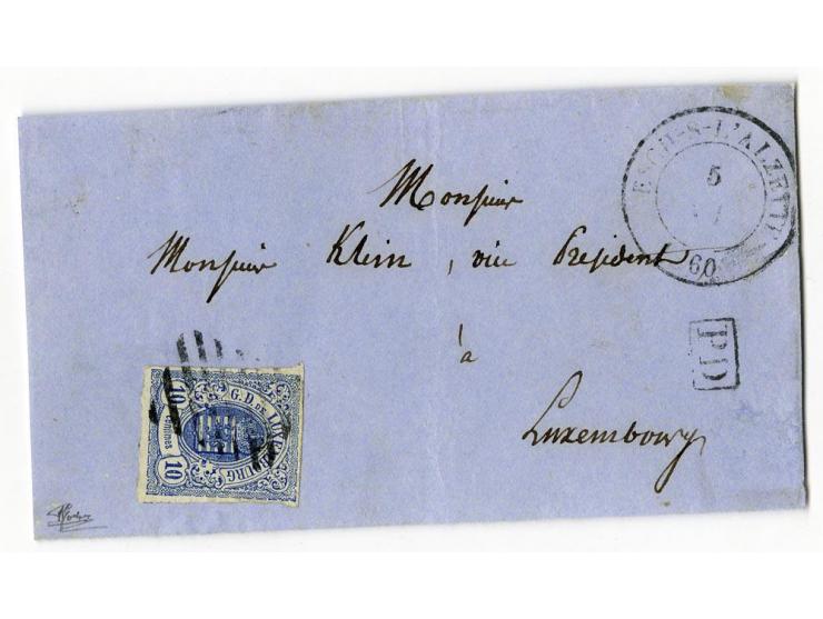 1859/75 (ca.), Stumme Stempel auf Wappenausgaben, 5 Briefe, 4 Vorderseiten und etwa 60 Marken, teils Paare