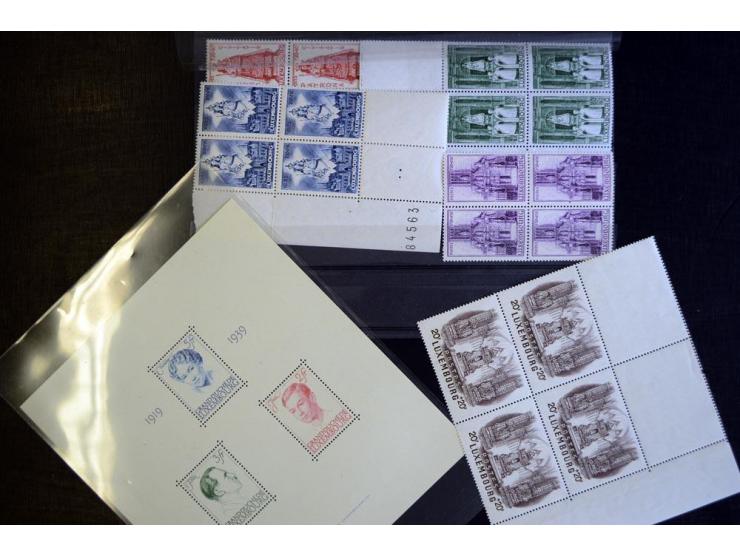 1891/1950 (ca.), kleine Partie, dabei div. Caritas-Ausgaben in 4er-Blocks, Geistesarbeiter, etc.