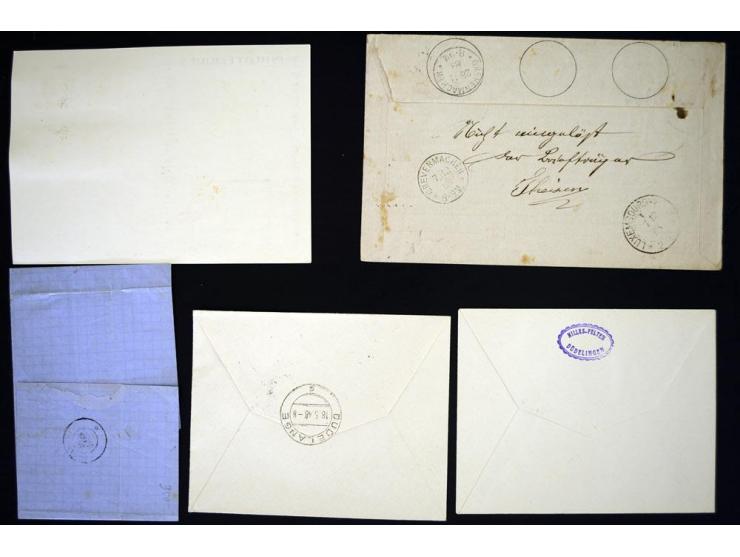 1849/1980 (ca.), Posten Briefe, Karten und Ganzsachen, dabei Reco, Nachporto, Sonderstempel, provisorische Stempel etc.