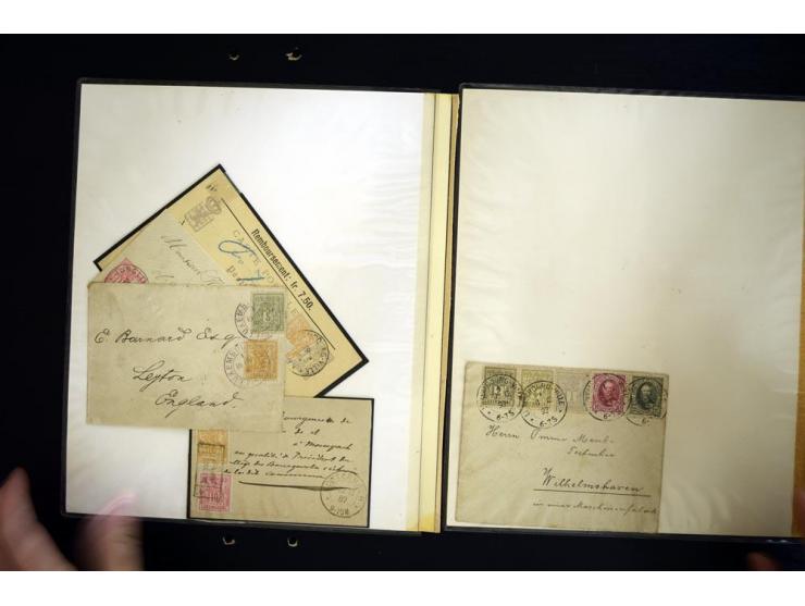 1882/90 (ca.), über 60 Briefe, Karten und Formulare mit Allegorie-Frankaturen, dabei Auslands-Wertbriefe, Express-Brief nach 
