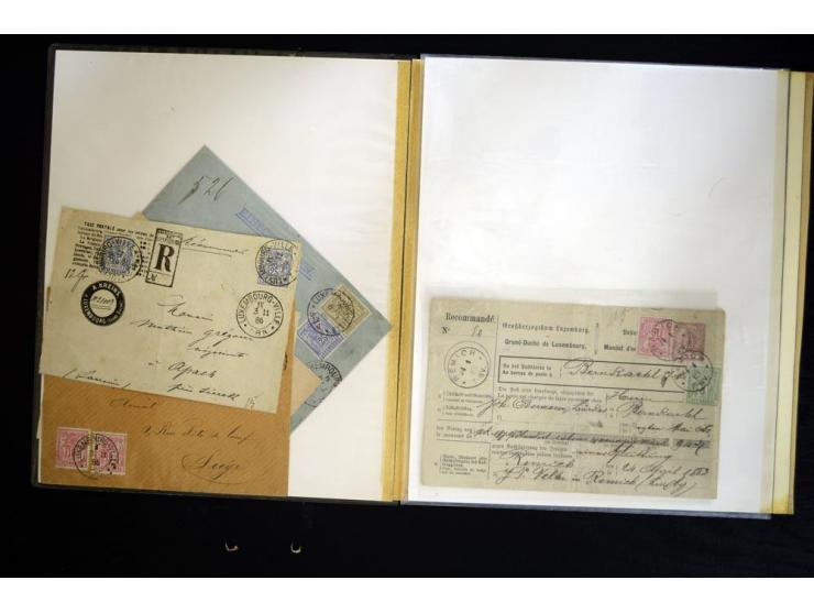 1882/90 (ca.), über 60 Briefe, Karten und Formulare mit Allegorie-Frankaturen, dabei Auslands-Wertbriefe, Express-Brief nach 