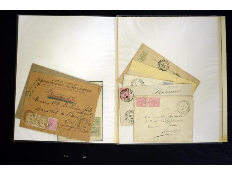 1882/90 (ca.), über 60 Briefe, Karten und Formulare mit Allegorie-Frankaturen, dabei Auslands-Wertbriefe, Express-Brief nach 