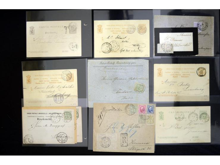 1882/90 (ca.), über 60 Briefe, Karten und Formulare mit Allegorie-Frankaturen, dabei Auslands-Wertbriefe, Express-Brief nach 