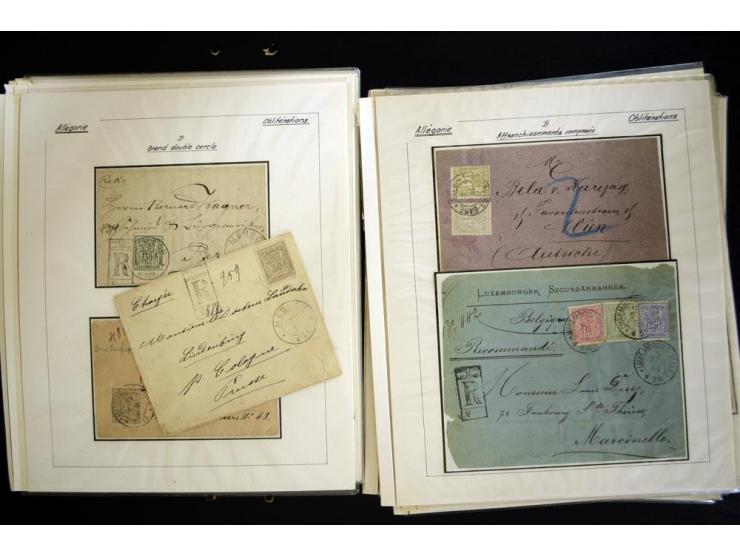 1882/90 (ca.), über 60 Briefe, Karten und Formulare mit Allegorie-Frankaturen, dabei Auslands-Wertbriefe, Express-Brief nach 