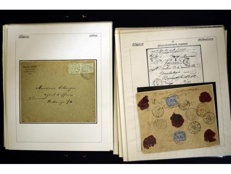 1882/90 (ca.), über 60 Briefe, Karten und Formulare mit Allegorie-Frankaturen, dabei Auslands-Wertbriefe, Express-Brief nach 